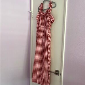 SHEIN Red and White Gingham Maxi Dress
